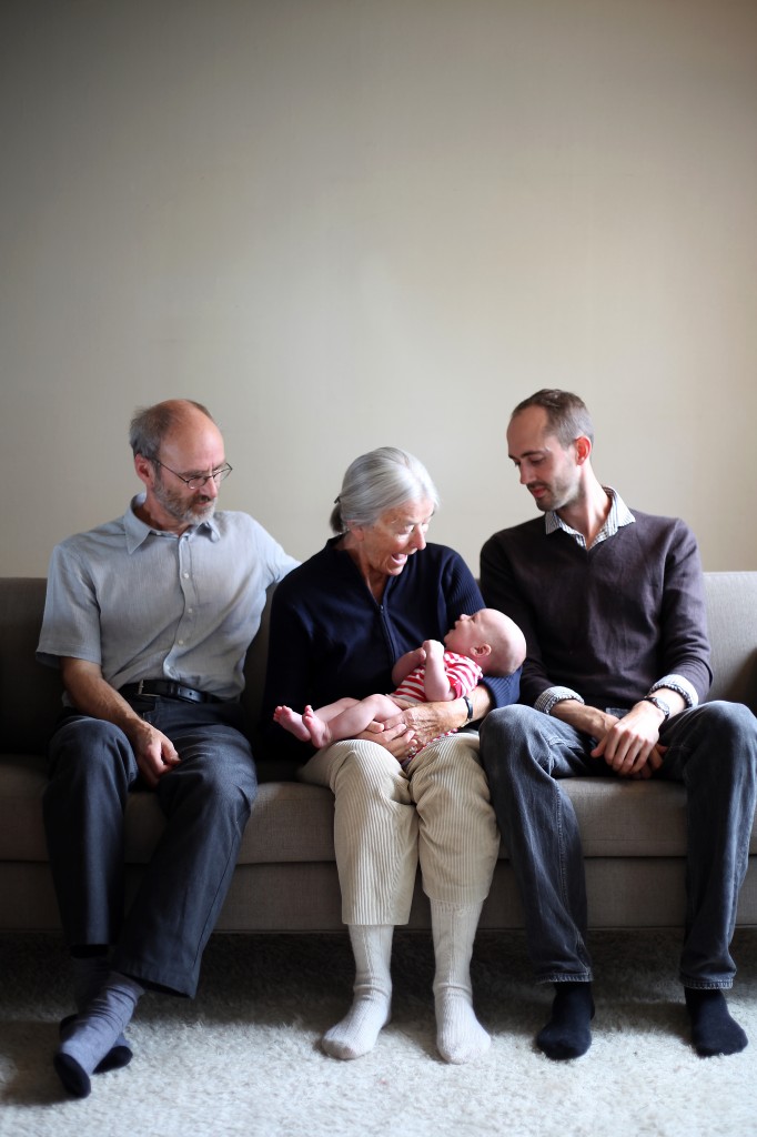 Great grandmother, grandfather, father and son